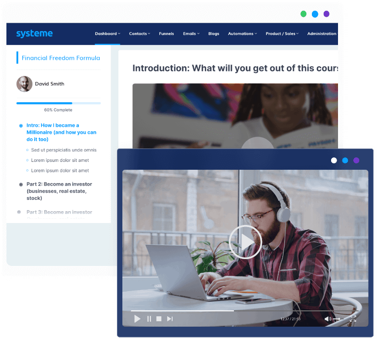 Systeme.io all-in-one marketing platform dashboard with sales funnels